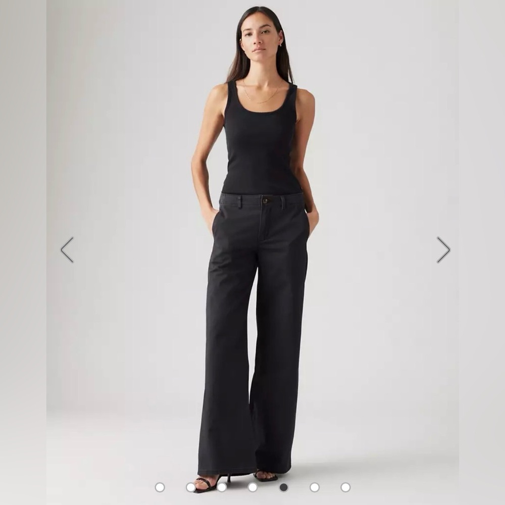 Levi’s Black Wide Leg Chino Pants Womens Size 28 Mid Rise NWT